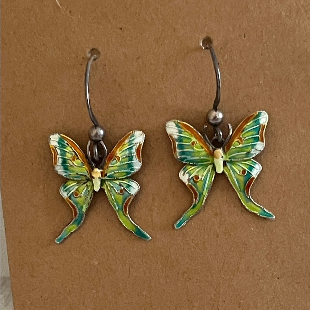 Colorful Butterfly Earrings .925 with enamel